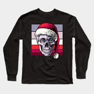 Cool Horror Skull in Santa Hat Long Sleeve T-Shirt